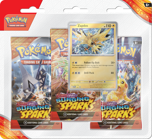 Pokémon TCG: Scarlet & Violet - Surging Sparks Blister 3-Pack: Zapdos