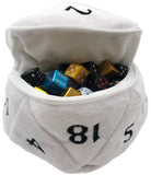 D20 Plush Dice Bag White